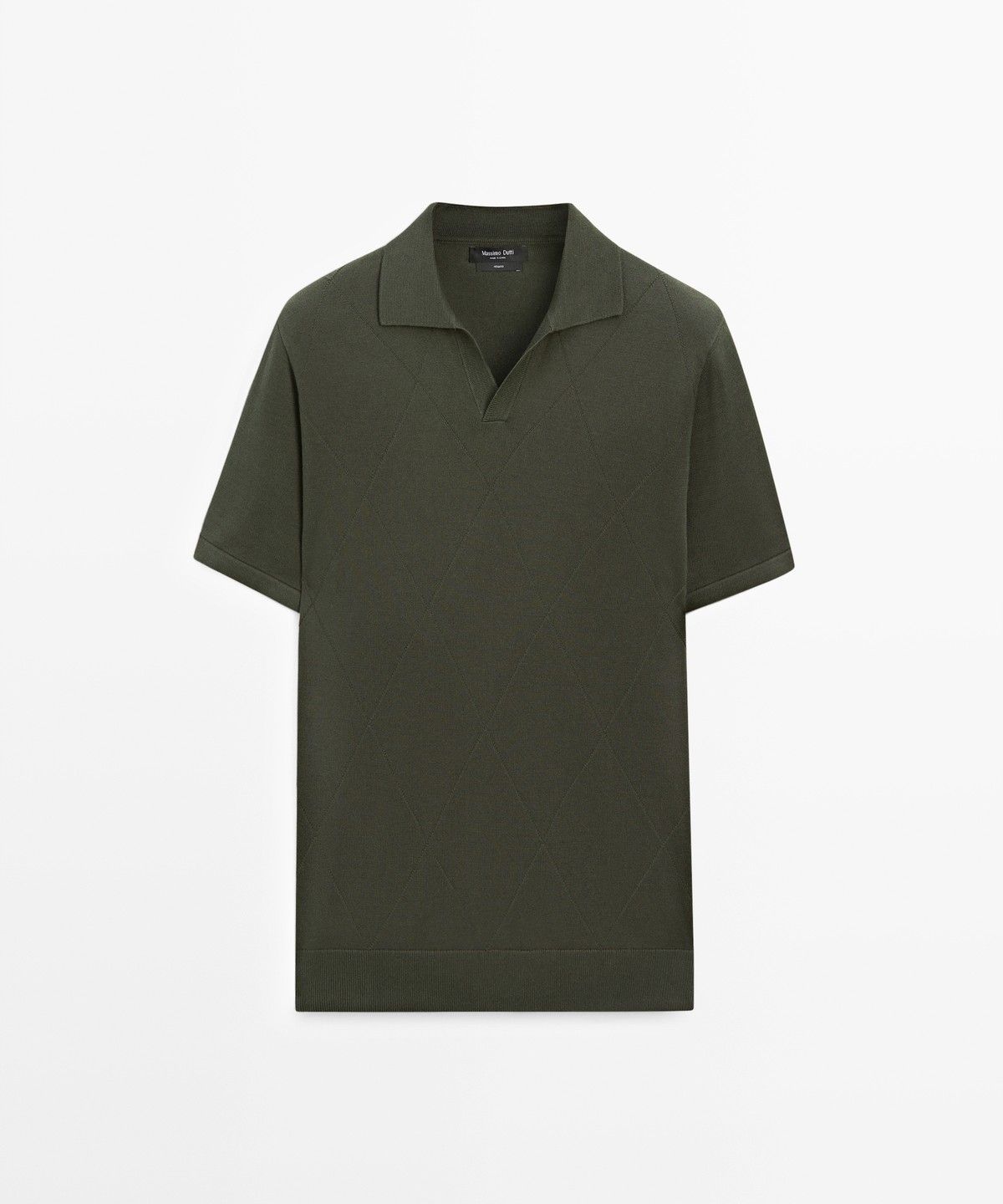 마시모두띠(MASSIMO DUTTI) 100% 코튼 인타르시아 니트 폴로 셔츠