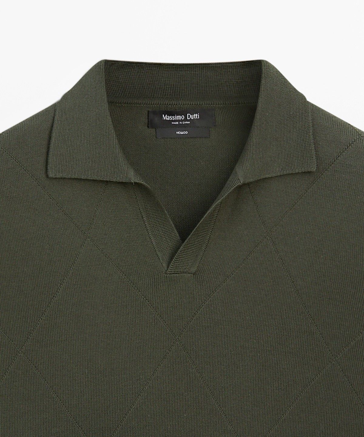 마시모두띠(MASSIMO DUTTI) 100% 코튼 인타르시아 니트 폴로 셔츠