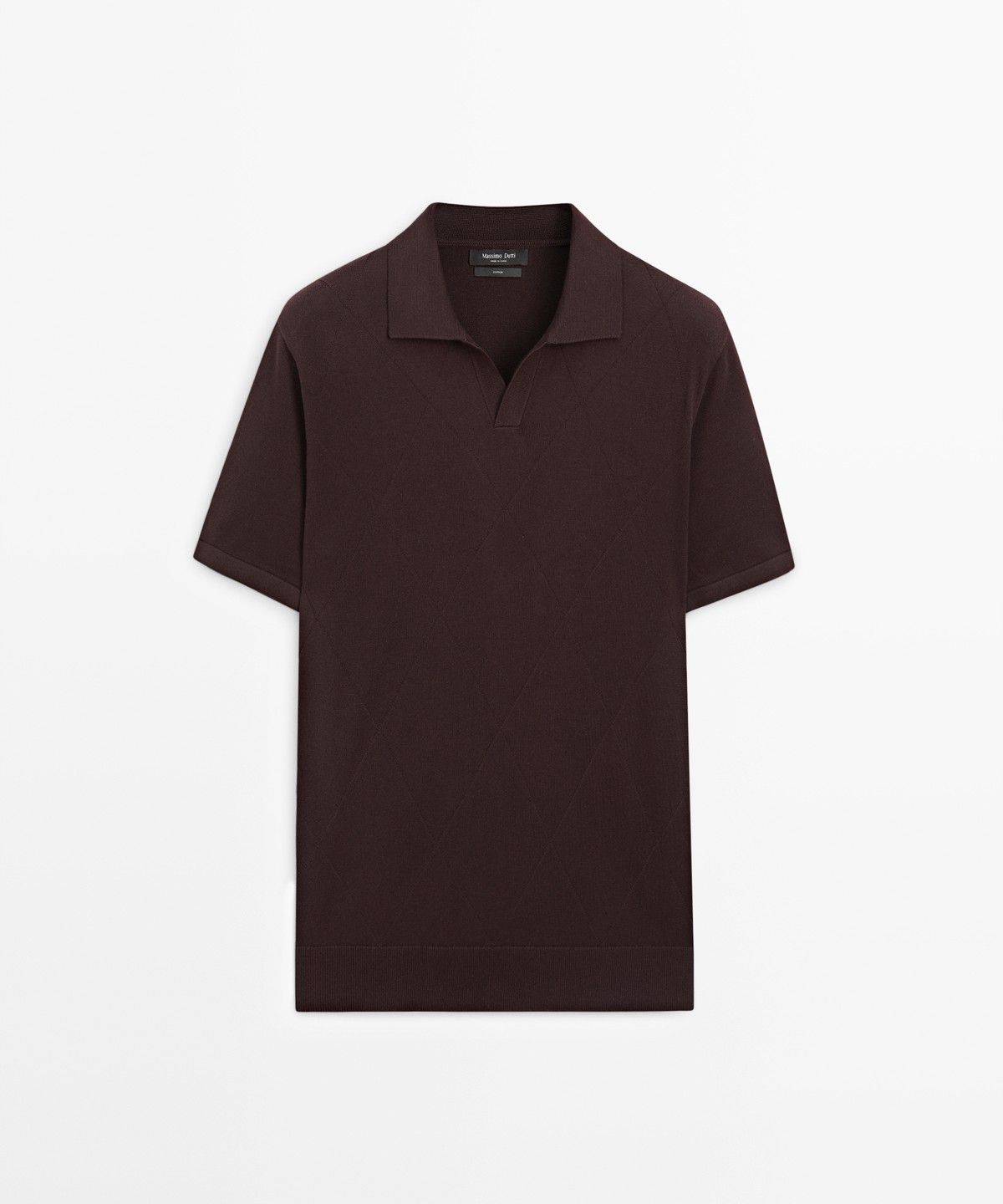 마시모두띠(MASSIMO DUTTI) 100% 코튼 인타르시아 니트 폴로 셔츠
