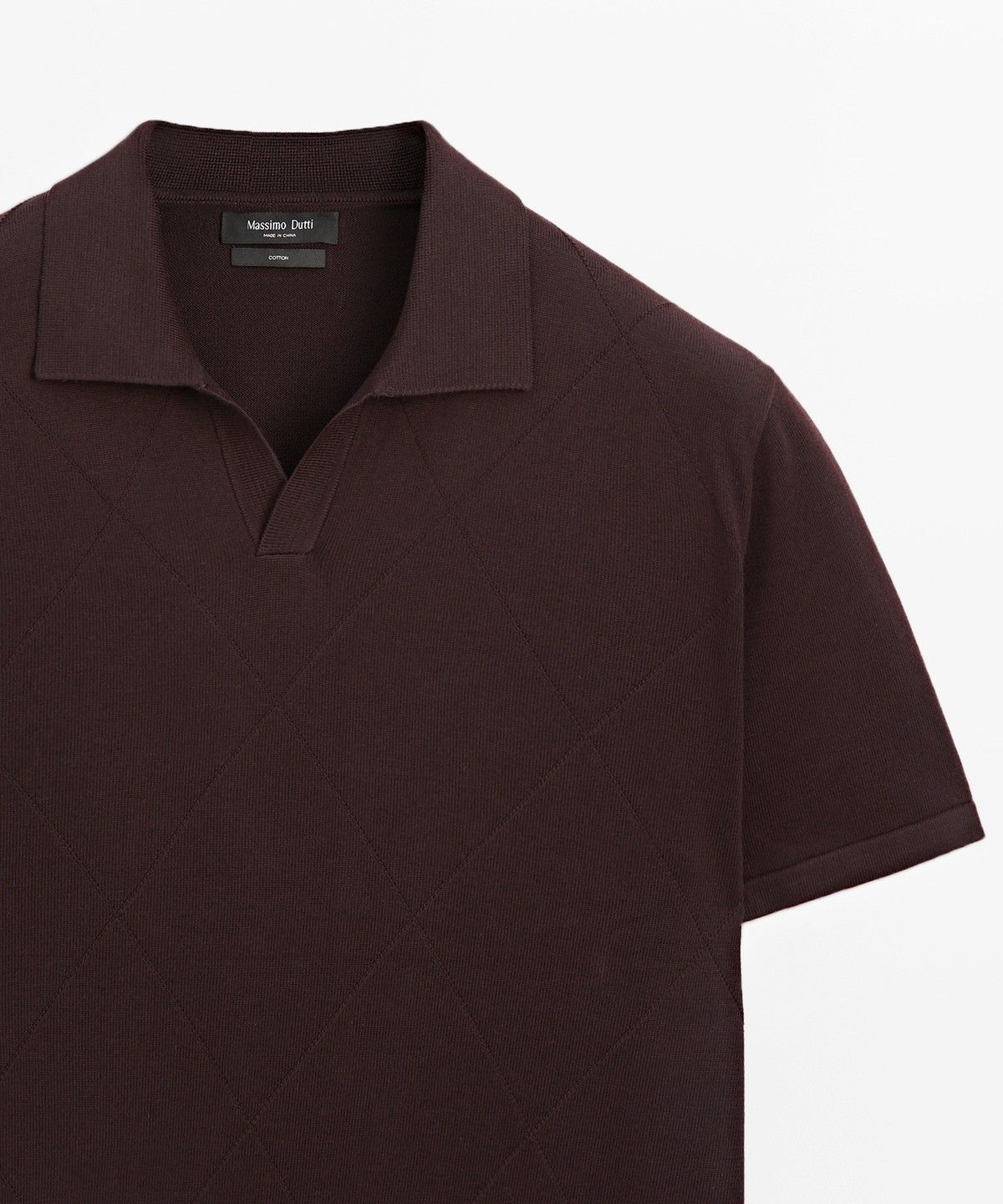마시모두띠(MASSIMO DUTTI) 100% 코튼 인타르시아 니트 폴로 셔츠