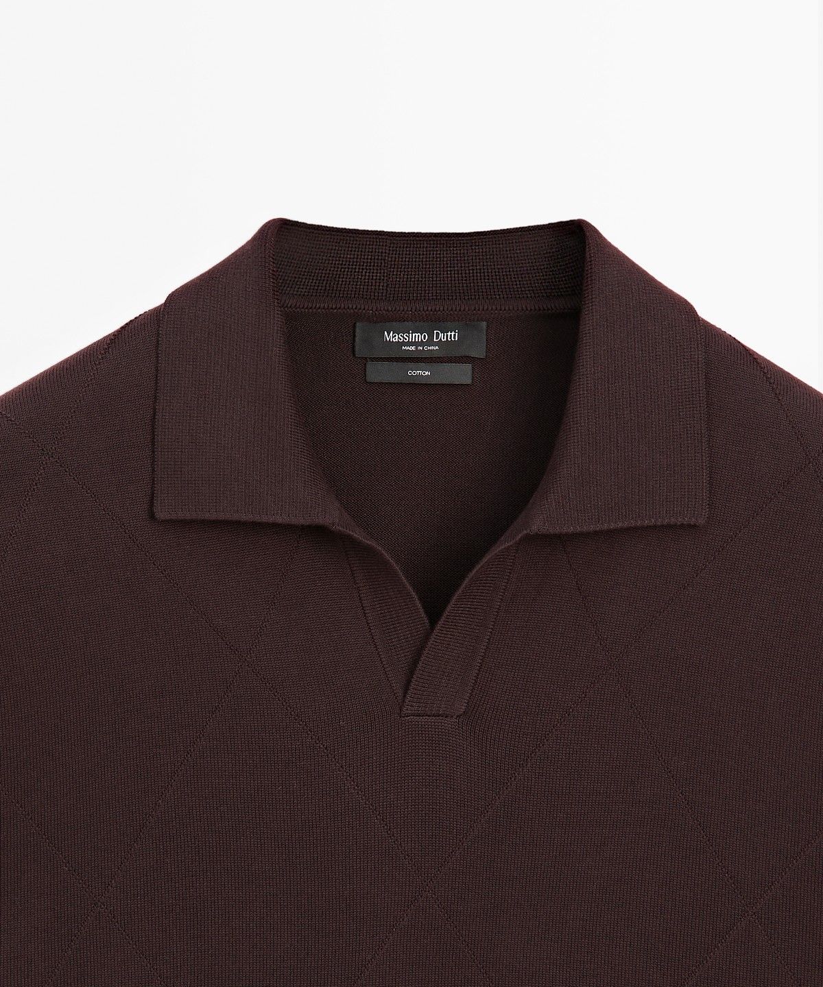 마시모두띠(MASSIMO DUTTI) 100% 코튼 인타르시아 니트 폴로 셔츠