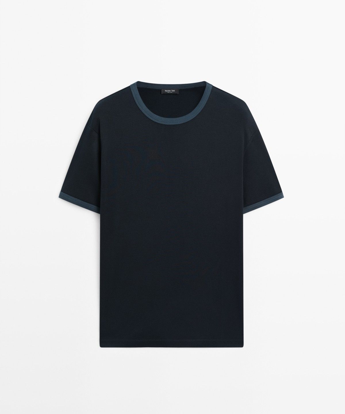 마시모두띠(MASSIMO DUTTI) 콘트라스트 넥 100% 코튼 티셔츠