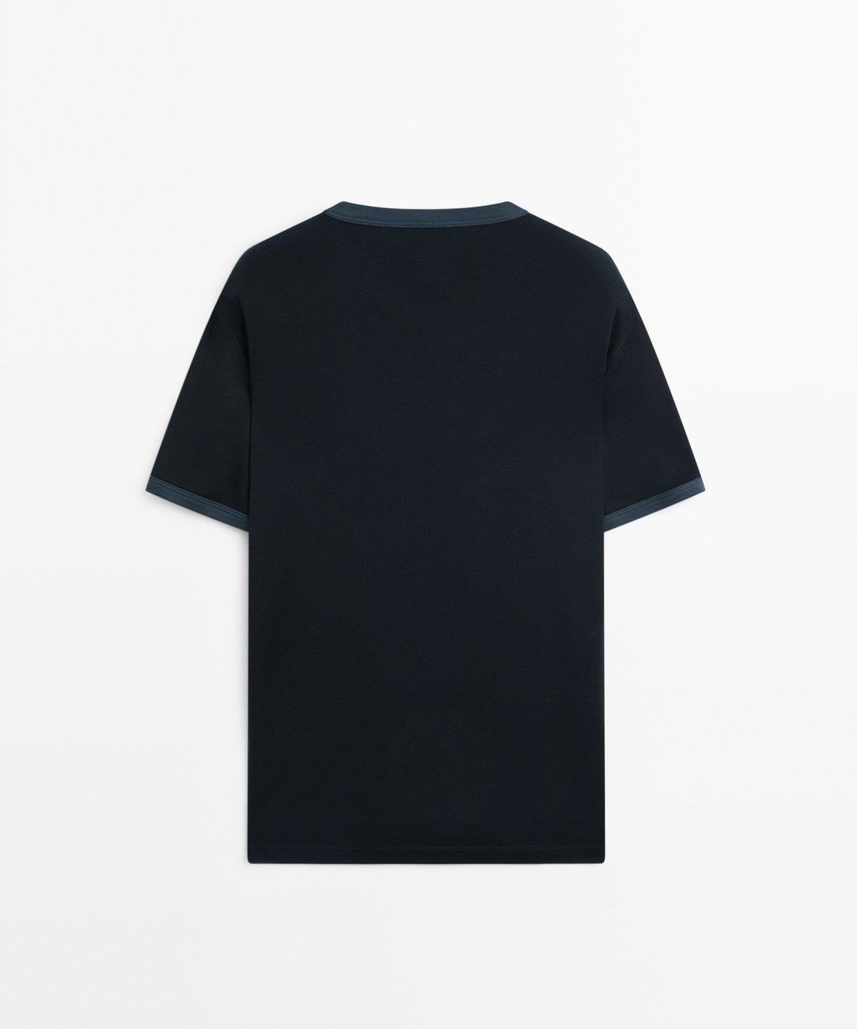 마시모두띠(MASSIMO DUTTI) 콘트라스트 넥 100% 코튼 티셔츠