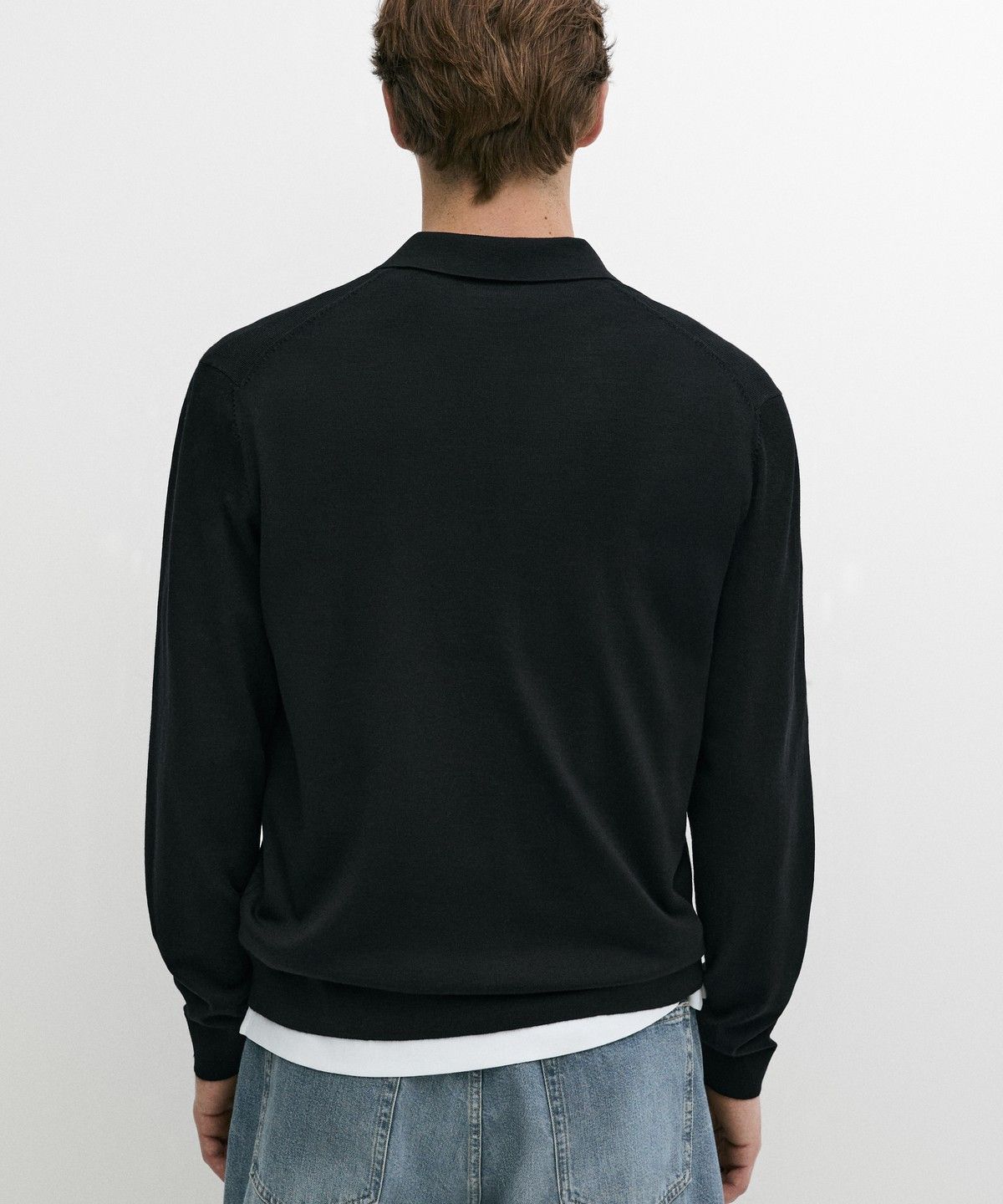 마시모두띠(MASSIMO DUTTI) 100% 메리노 울 니트 폴로 스웨터