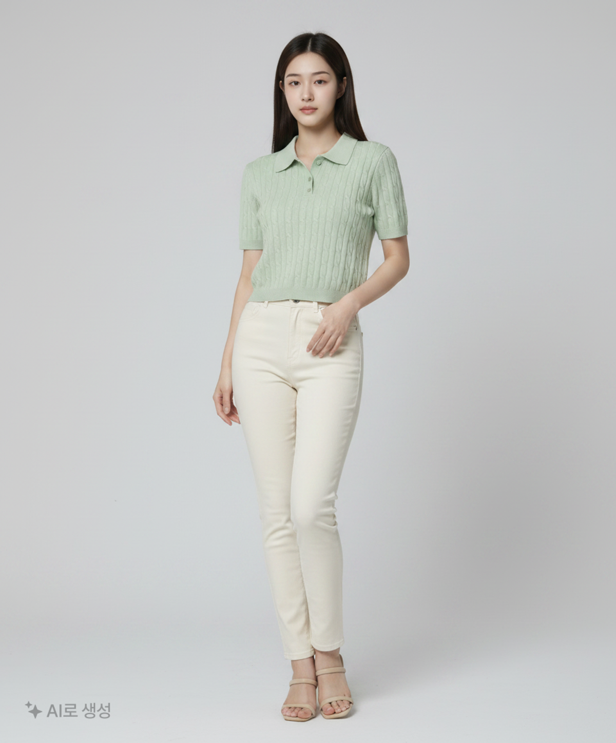 스파오(SPAO) [워셔블코튼] 케이블 폴로카라 반팔니트_G_SPKWD24U02 S