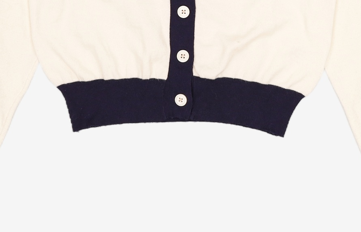 미쏘(MIXXO) 라운드넥 배색 가디건 MIWCKB912T S