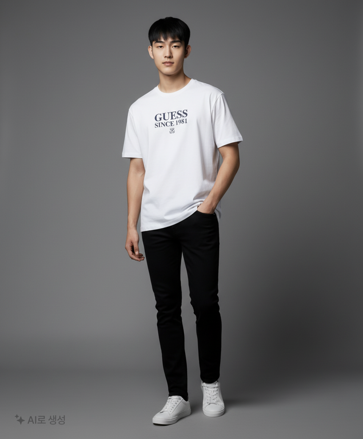 게스(GUESS) GUESS 레터링 반팔티 S