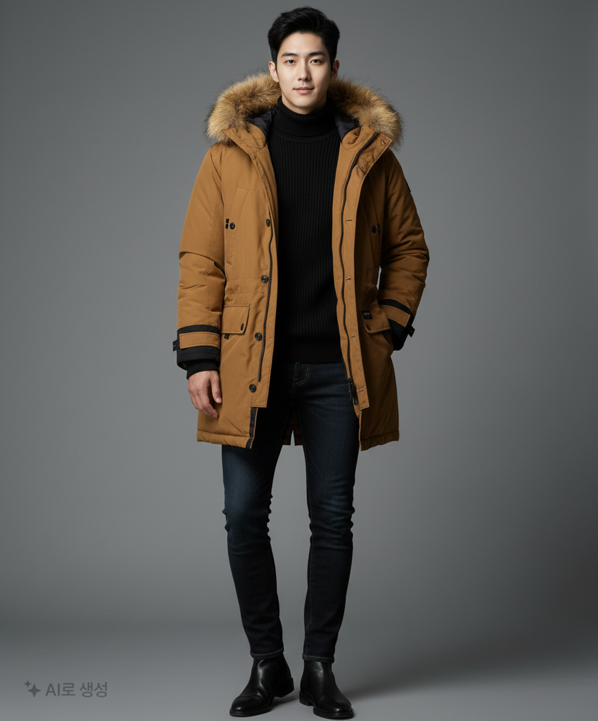 팬콧(PANCOAT) 하프 패딩/하프 헤비 아우터 L