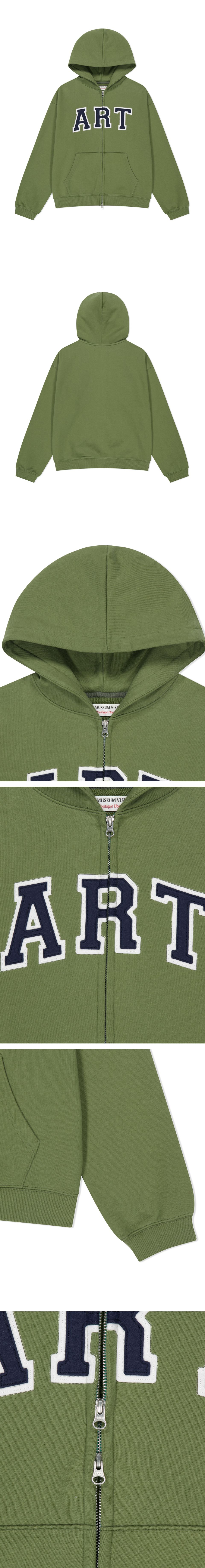 MUSINSA | THEMUSEUMVISITOR ART APPLIQUE HOODIE ZIP UP (OLIVE)