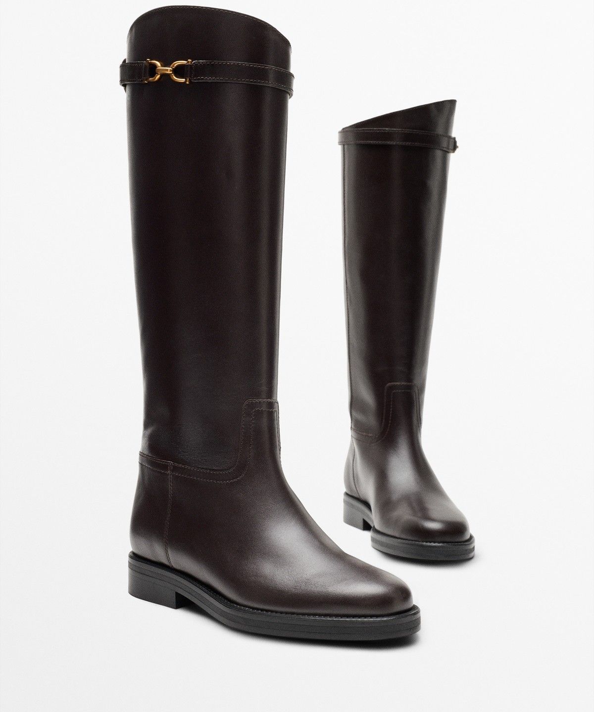 마시모두띠(MASSIMO DUTTI) 가죽 디테일 승마 부츠