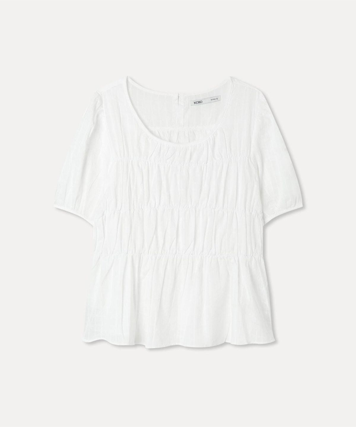 미쏘(MIXXO) 라운드넥 퍼프 블라우스_MIWBWG916G