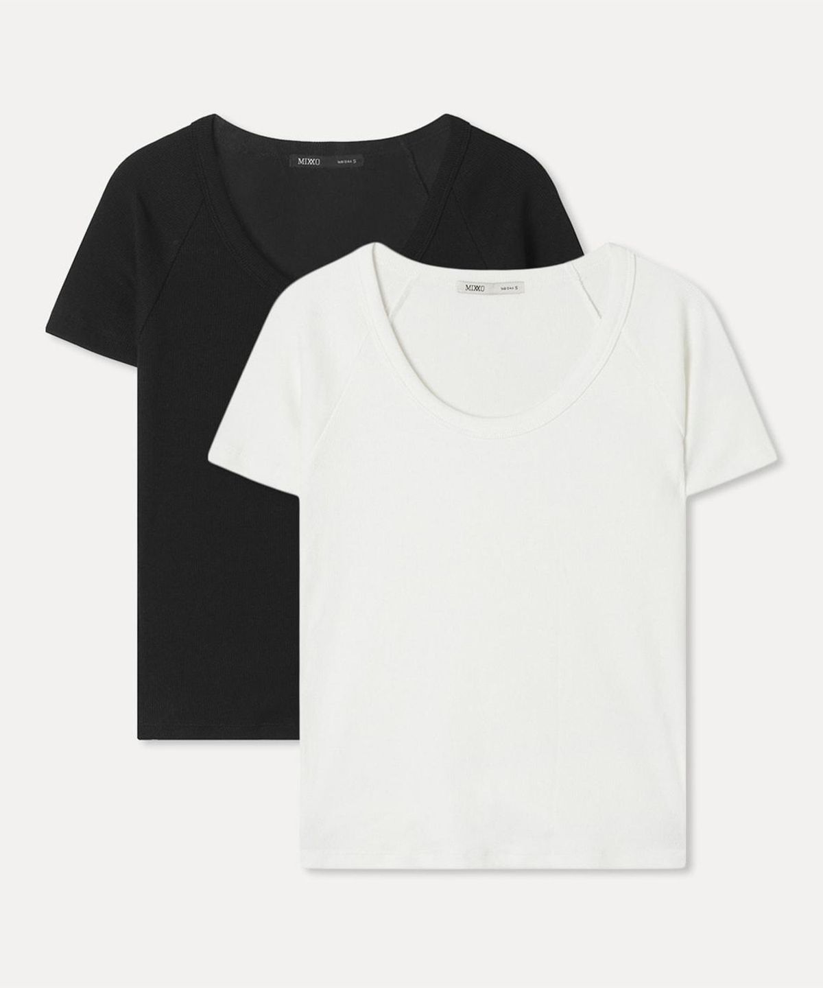 미쏘(MIXXO) [2PACK] 골지 U넥 반팔 티셔츠_MIWHWG900A