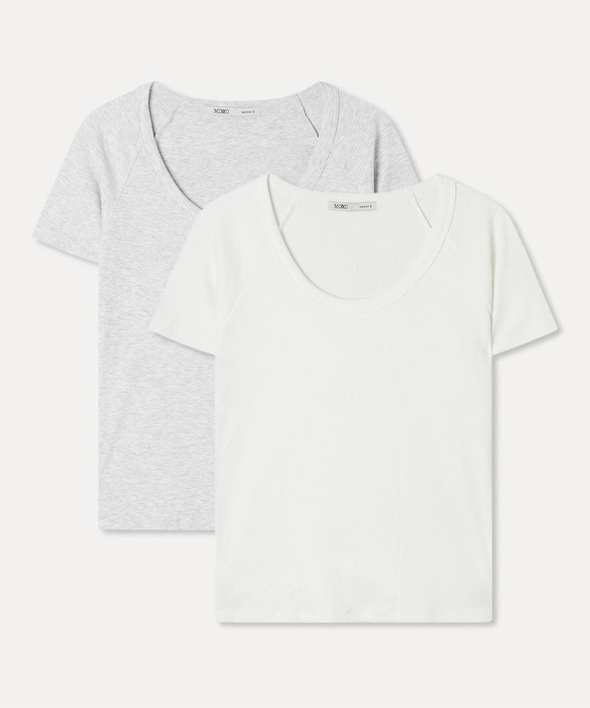 미쏘(MIXXO) [2PACK] 골지 U넥 반팔 티셔츠_MIWHWG900A
