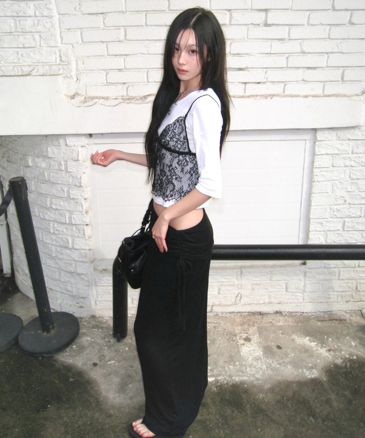 미쏘(MIXXO) 폴디드 밴딩 셔링 스커트_MIWWMG916C