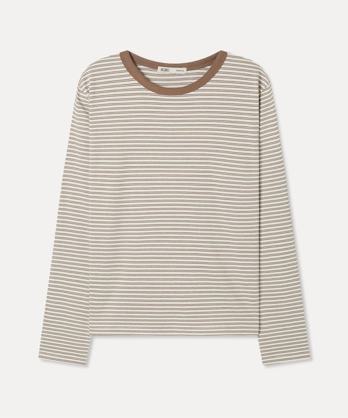 미쏘(MIXXO) 스트라이프 라운드넥 티셔츠_MIWLWG904A