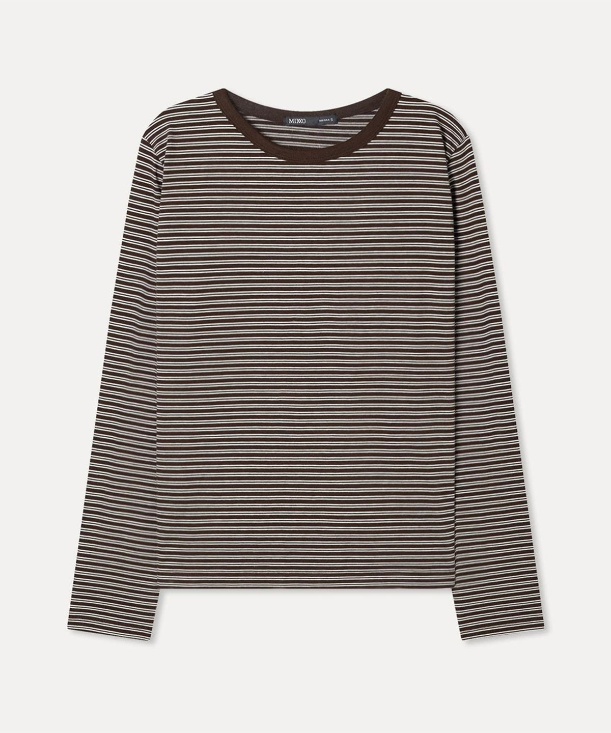 미쏘(MIXXO) 스트라이프 라운드넥 티셔츠_MIWLWG904A