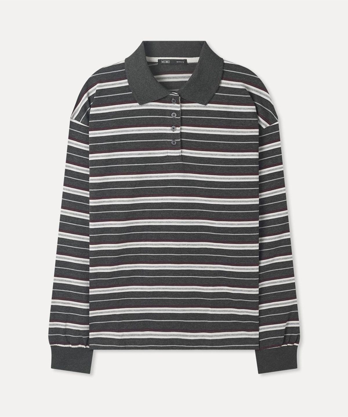 미쏘(MIXXO) 스트라이프 카라넥 티셔츠_MIWLWG914A