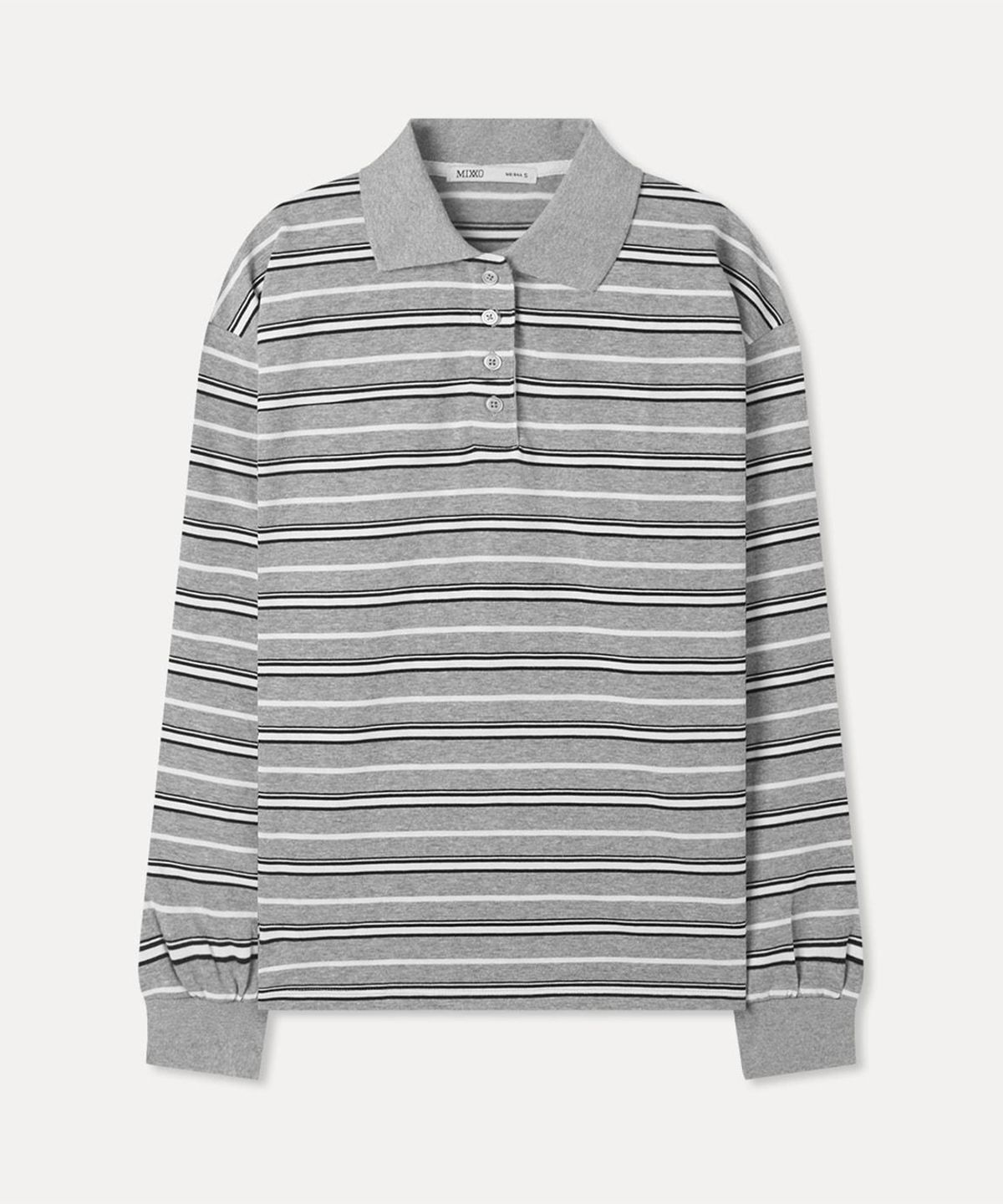 미쏘(MIXXO) 스트라이프 카라넥 티셔츠_MIWLWG914A