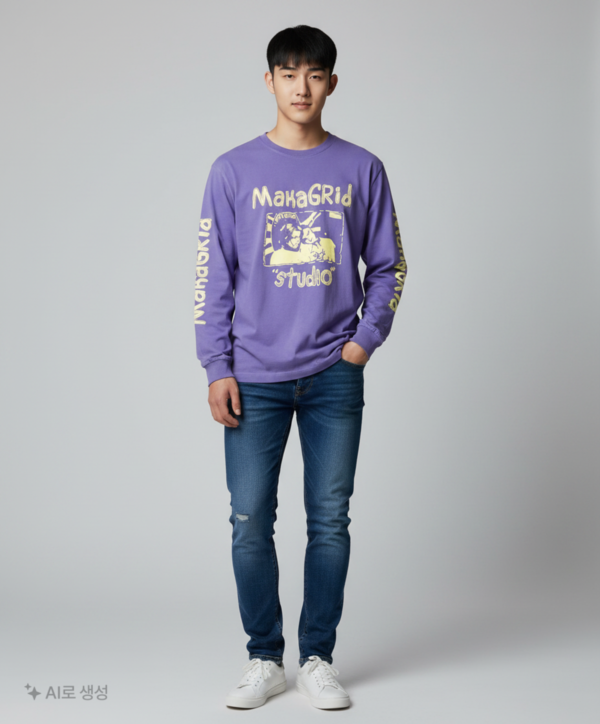 마하그리드(MAHAGRID) BACKSTAGE LS TEE PURPLE(MG2DSMT551A) M