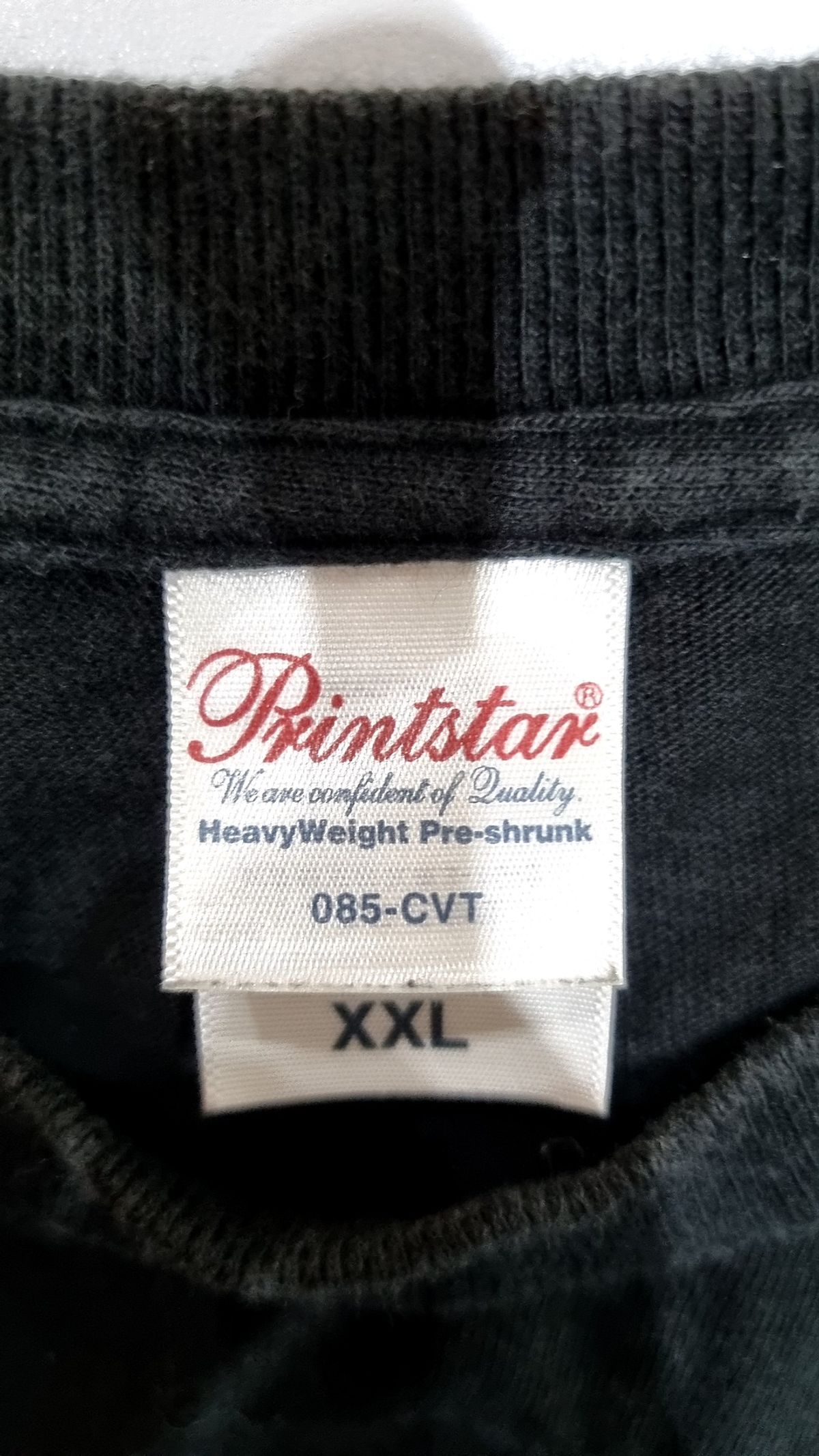 프린트스타(PRINTSTAR) 085-CVT 17수 무지 반팔티 블랙 XXL