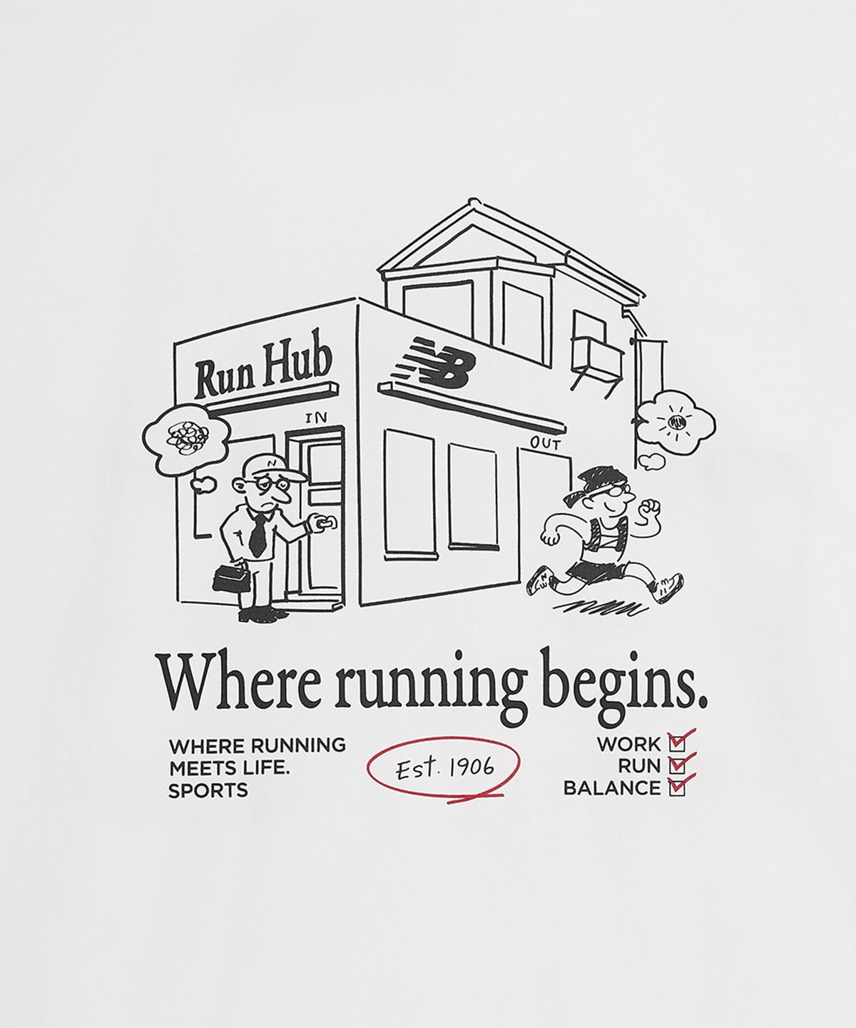 뉴발란스(NEW BALANCE) NBNEG35693 / UNI FROZEN Run Hub 반팔티 (WHITE)