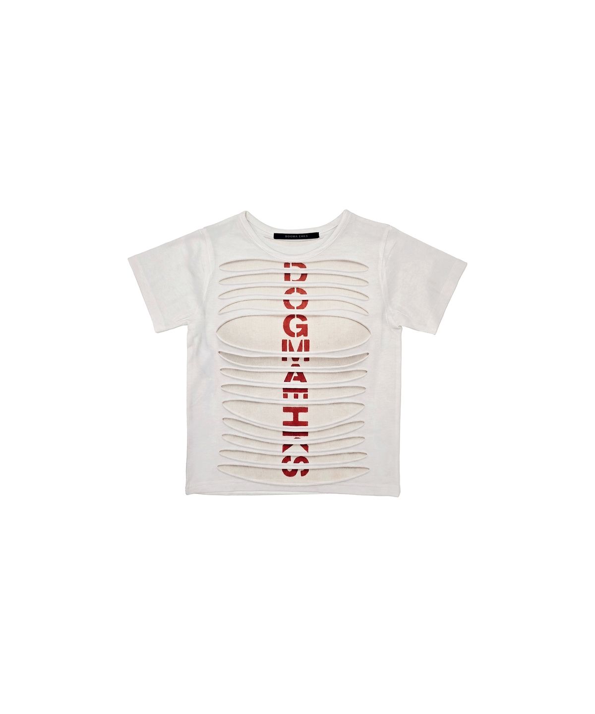 도그마 엑스(DOGMA EHKS) TROMPE-L’ŒIL SLASH CROP T-SHIRT WHITE