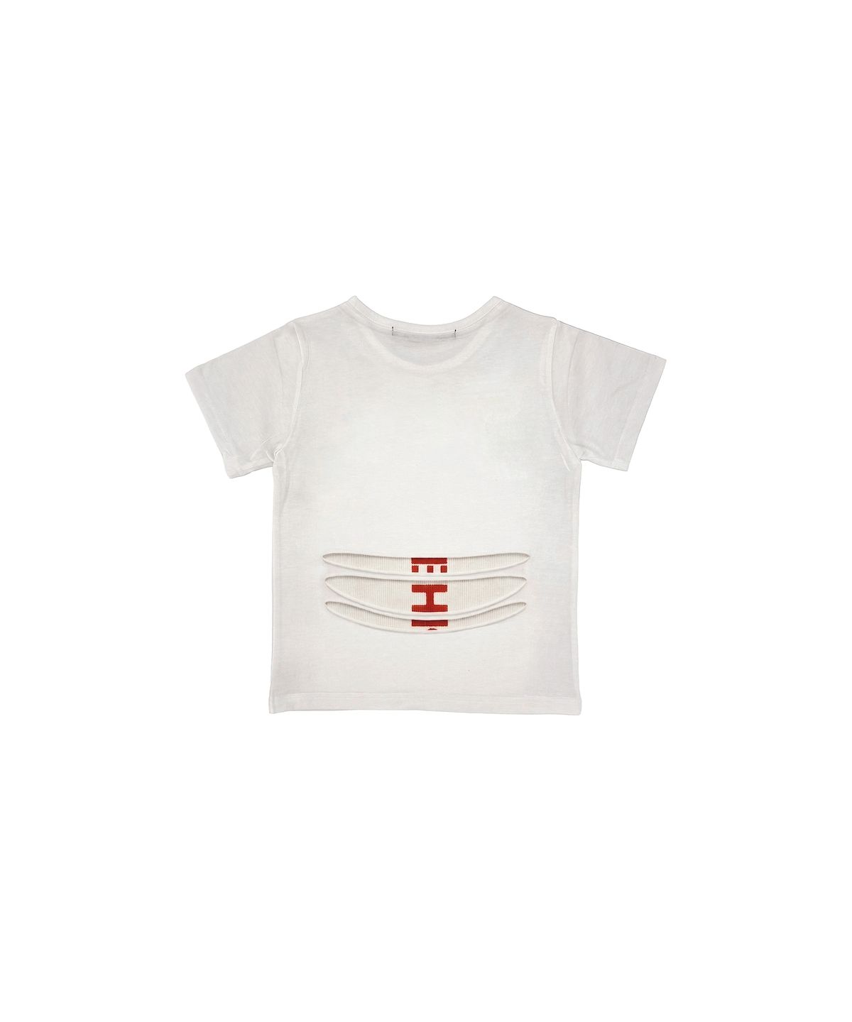 도그마 엑스(DOGMA EHKS) TROMPE-L’ŒIL SLASH CROP T-SHIRT WHITE