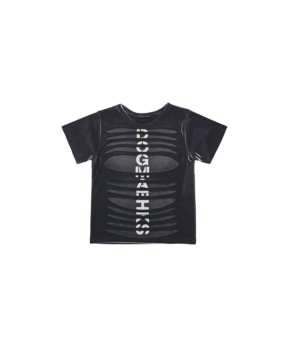 도그마 엑스(DOGMA EHKS) TROMPE-L’ŒIL SLASH CROP T-SHIRT BLACK