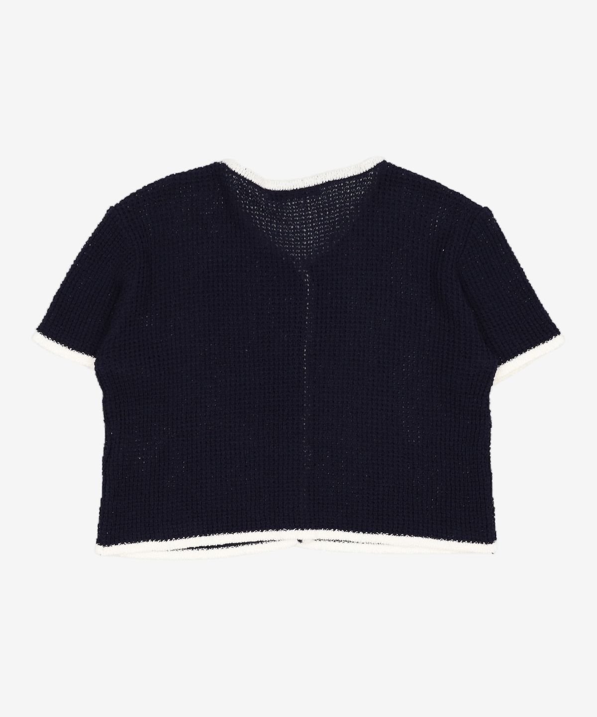 미쏘(MIXXO) 라운드넥 배색 반팔 가디건 MIWCKC714T S