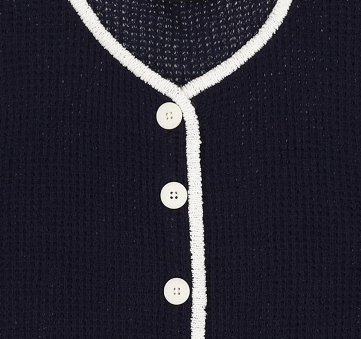 미쏘(MIXXO) 라운드넥 배색 반팔 가디건 MIWCKC714T S