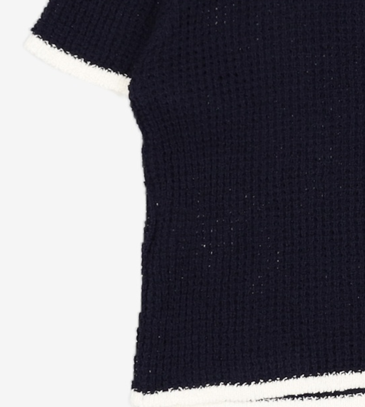 미쏘(MIXXO) 라운드넥 배색 반팔 가디건 MIWCKC714T S