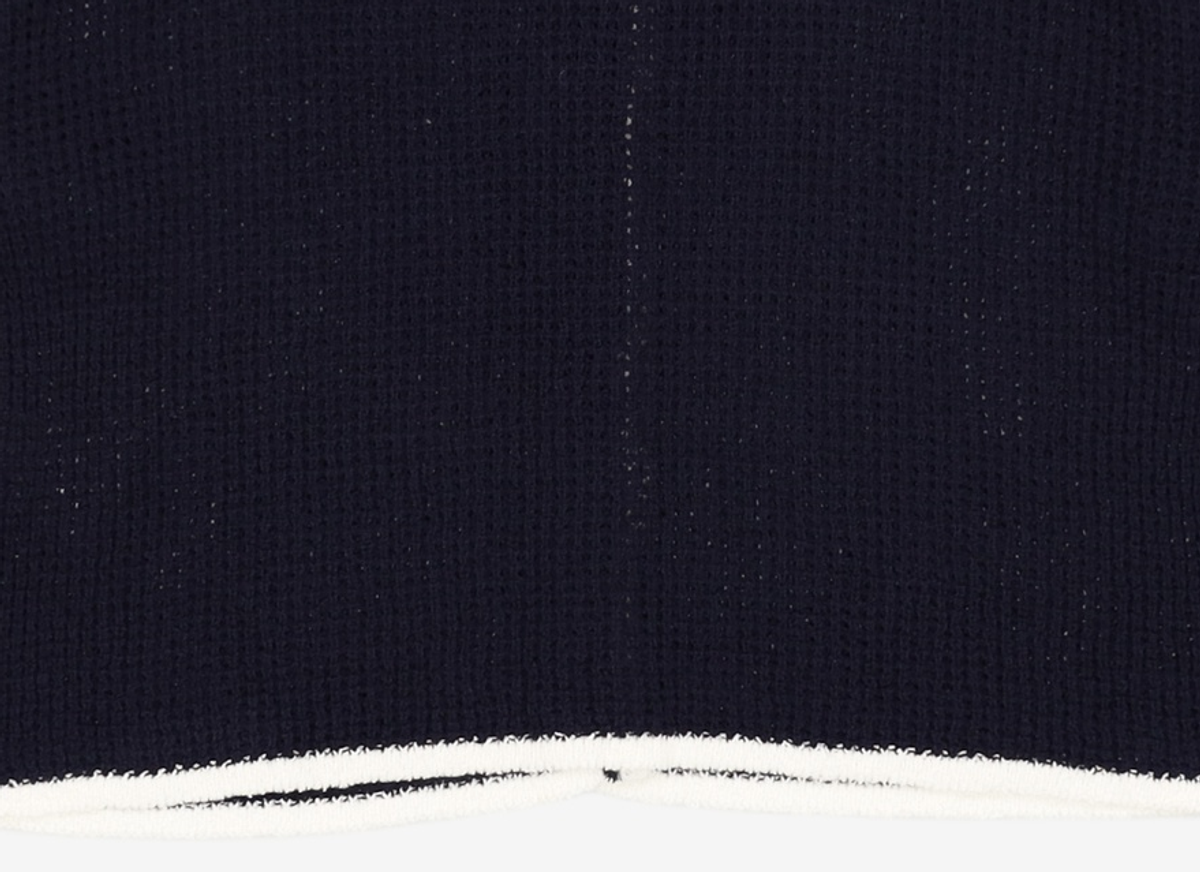 미쏘(MIXXO) 라운드넥 배색 반팔 가디건 MIWCKC714T S