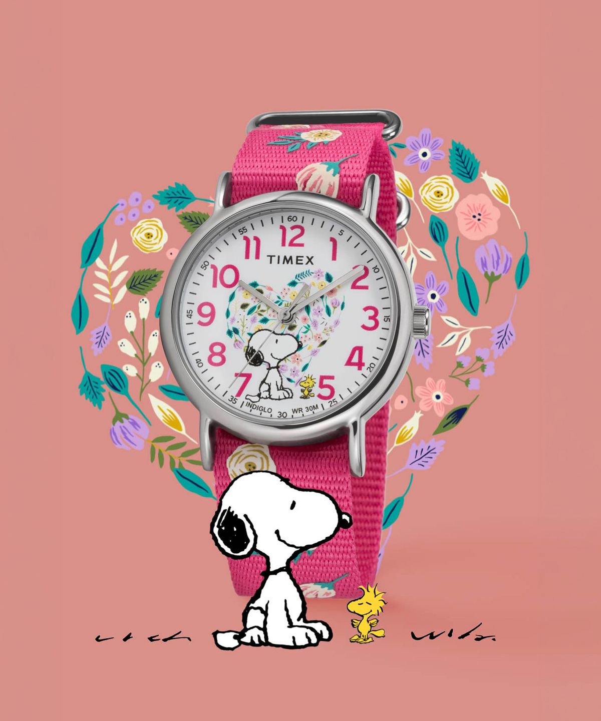 타이맥스(TIMEX) 타이맥스 x 피너츠 위켄더 스누피 우드스탁 플로랄 꽃시계 38mm