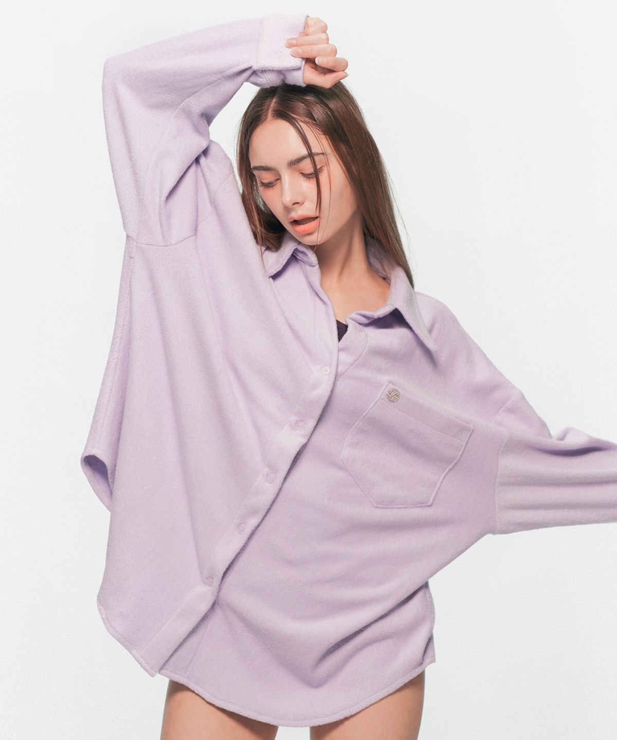 유움(UUM) BOSS SIZE TERRY SHIRTS LIGHT PURPLE