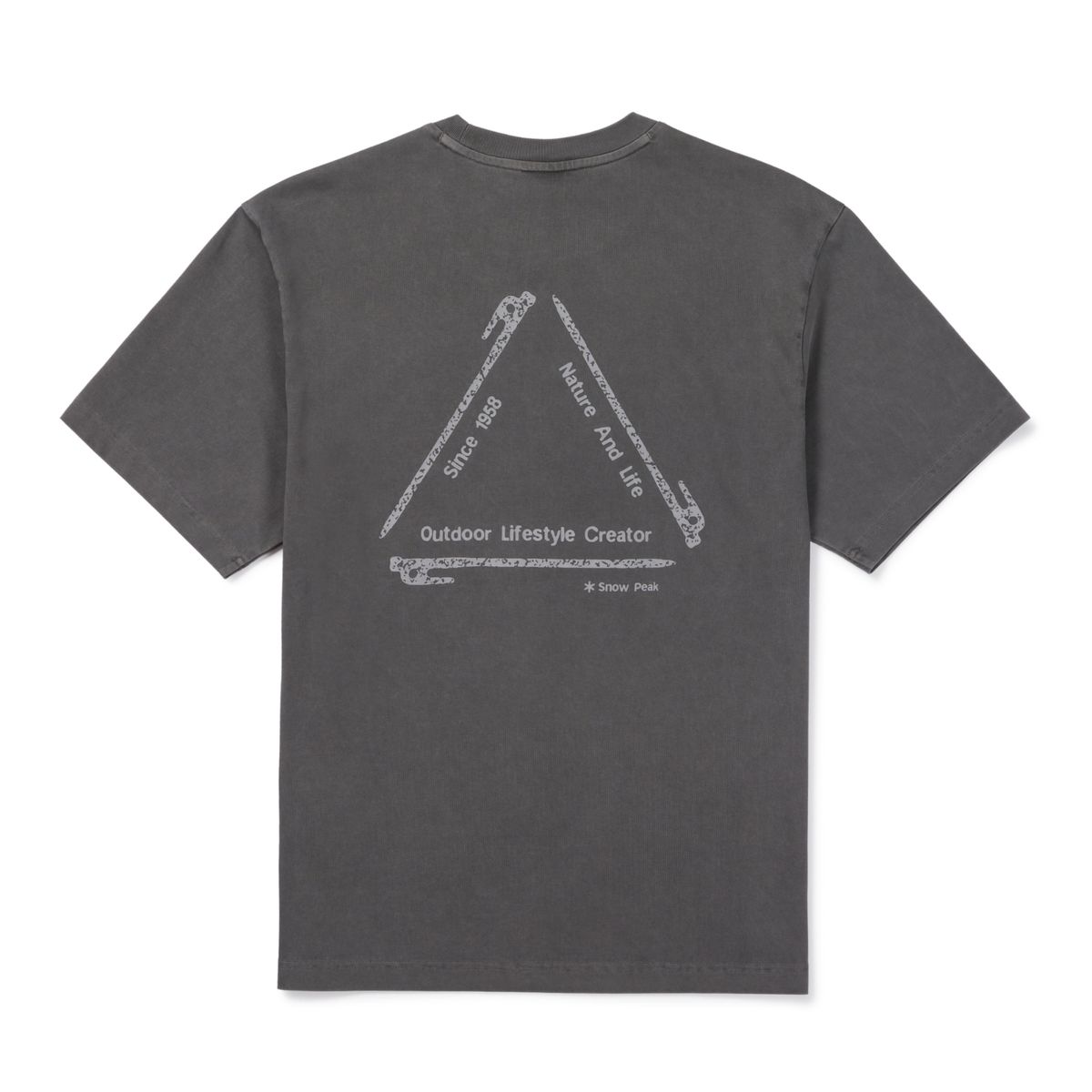 스노우피크 어패럴(SNOWPEAK APPAREL) 피그먼트 다잉 그래픽 반팔 티셔츠 (S26FUFTS66) Charcoal