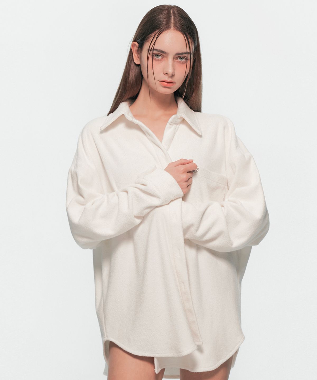 유움(UUM) BOSS SIZE TERRY SHIRTS WHITE