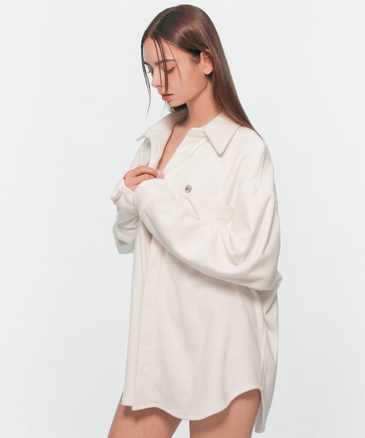 유움(UUM) BOSS SIZE TERRY SHIRTS WHITE