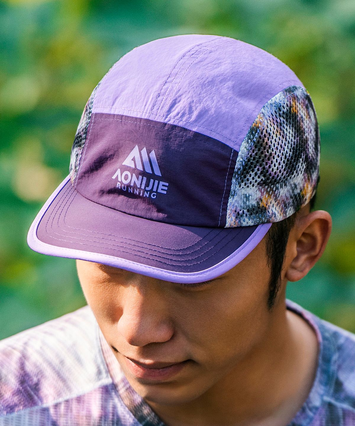 오니지(AONIJIE) 메쉬 러닝 캡 엘리트 C46 (Purple Tie-Dye)