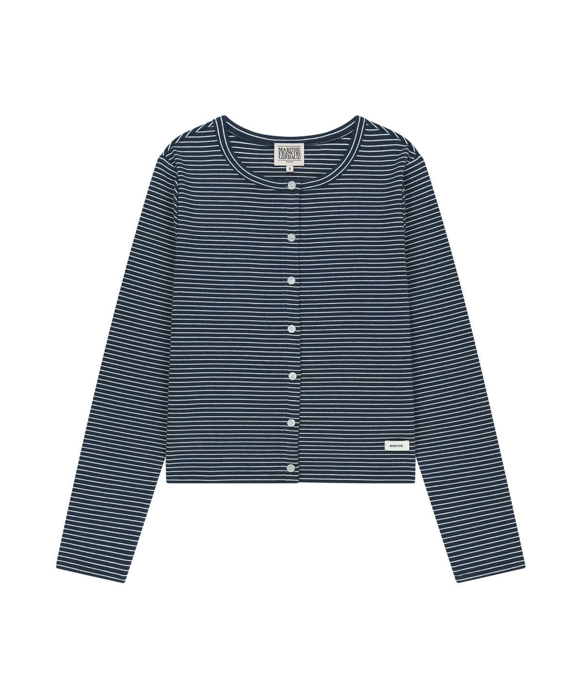 마리떼 프랑소와 저버(MARITHÉ + FRANҪOIS GIRBAUD) W BASIC COTTON CARDIGAN navy stripe