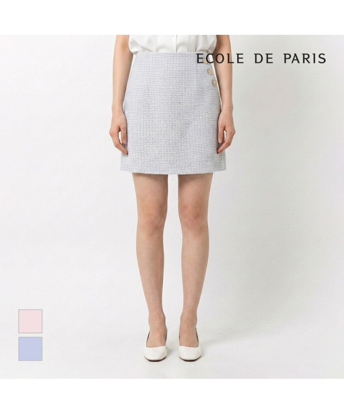 에꼴드파리(ECOLEDEPARIS) 옆버튼 트위드스커트_CB22WSC030Z