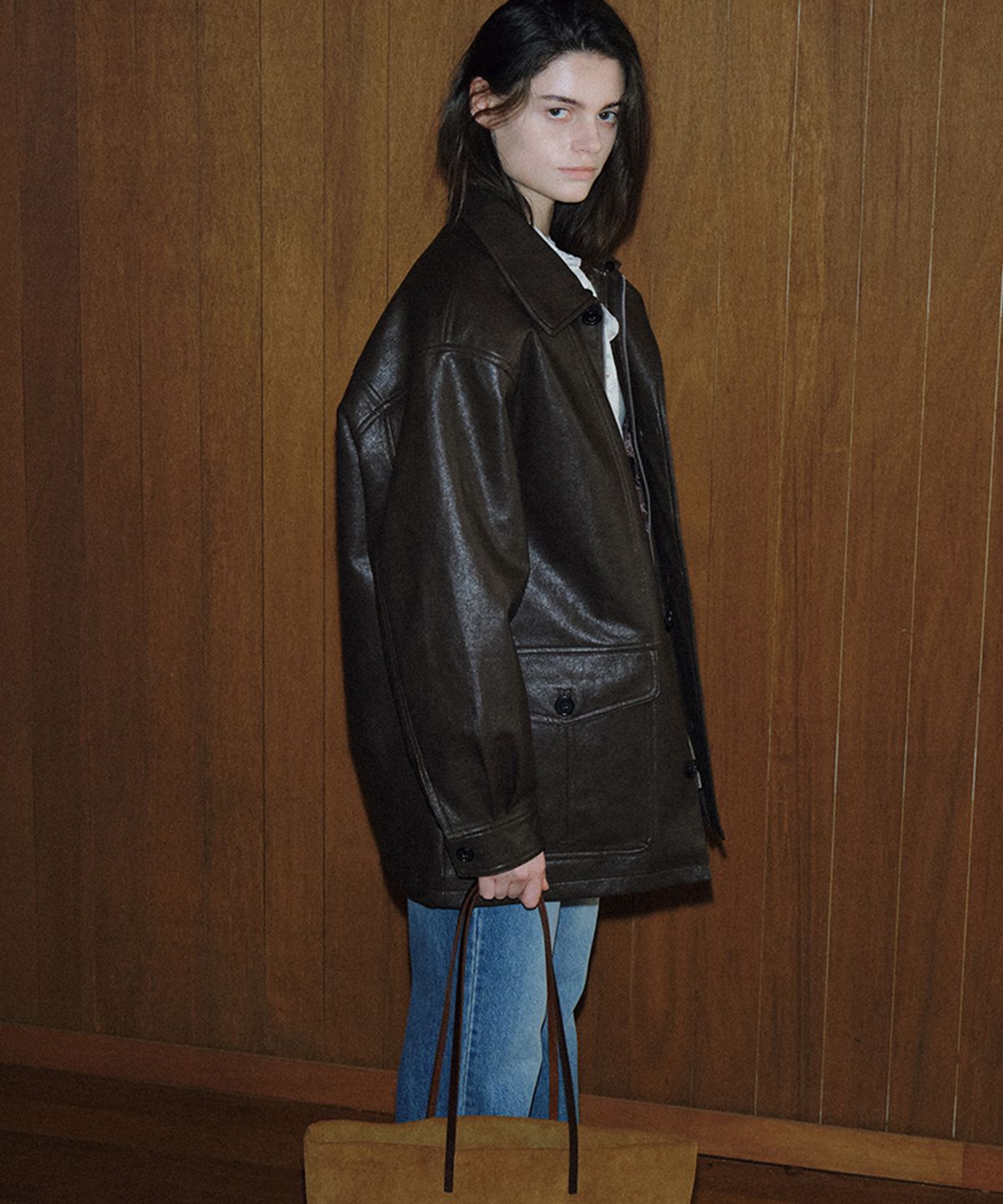 108파운드(108POUND) Quilted Liner Leather Jacket_Brown