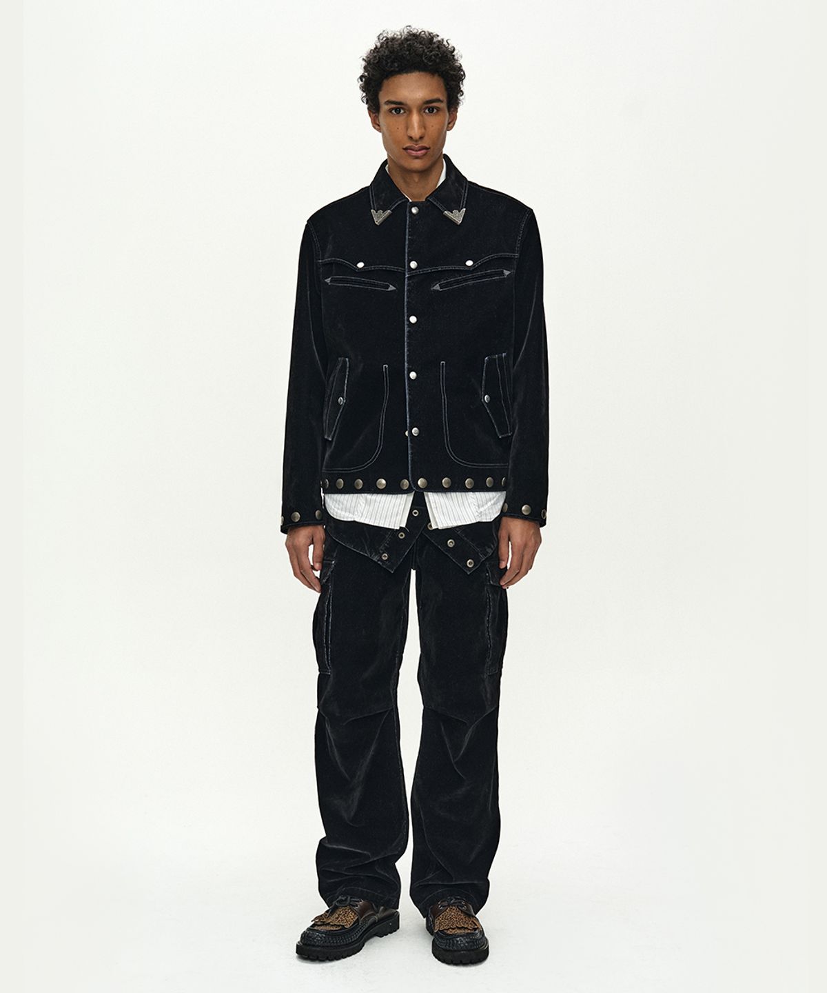 앤더슨벨(ADSB ANDERSSON BELL) ATLANTA FLOCK VELVET JACKET (BLACK)