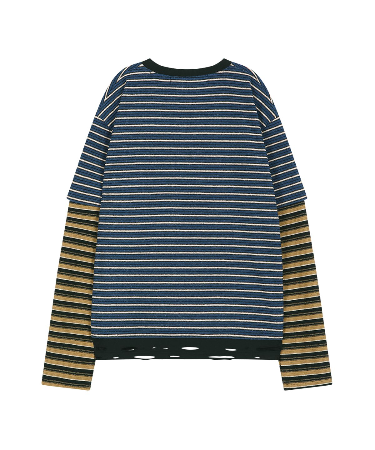 앤더슨벨(ADSB ANDERSSON BELL) UNISEX STRIPE LAYERED LONG SLEEVE T-SHIRT (BLUE)