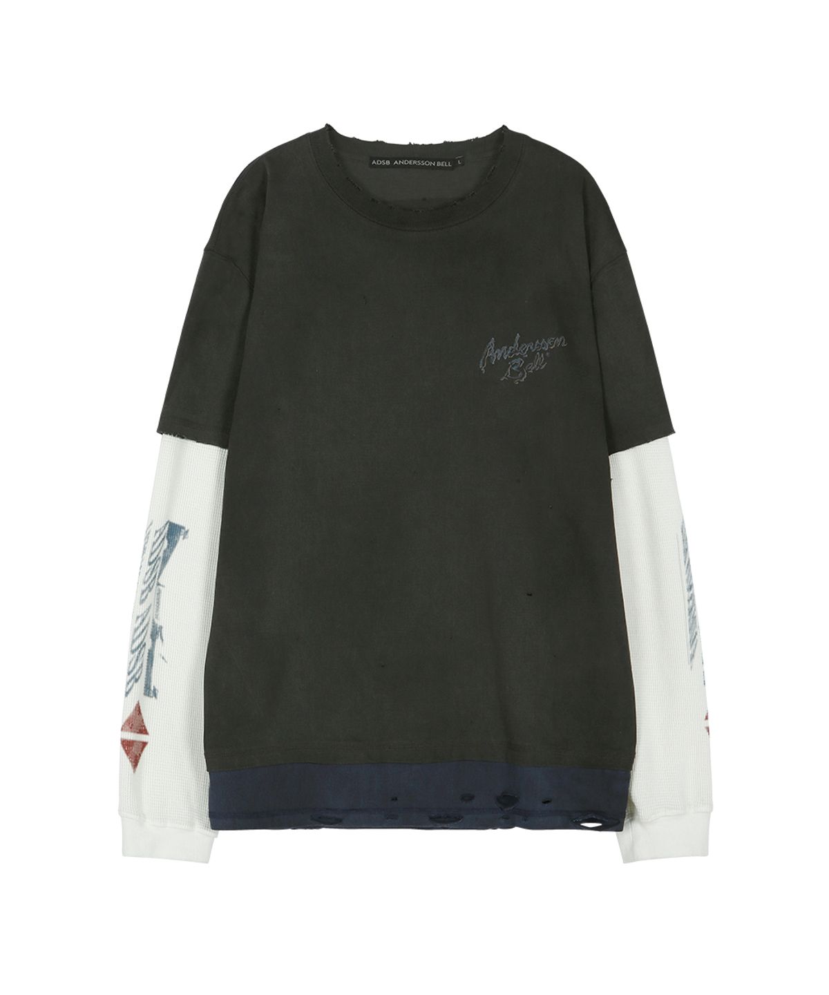 앤더슨벨(ADSB ANDERSSON BELL) DISTRESS LAYERED LONG SLEEVE T-SHIRT (CHARCOAL)