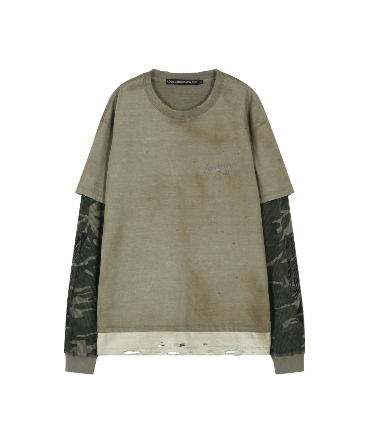 앤더슨벨(ADSB ANDERSSON BELL) DISTRESS LAYERED LONG SLEEVE T-SHIRT (BEIGE)