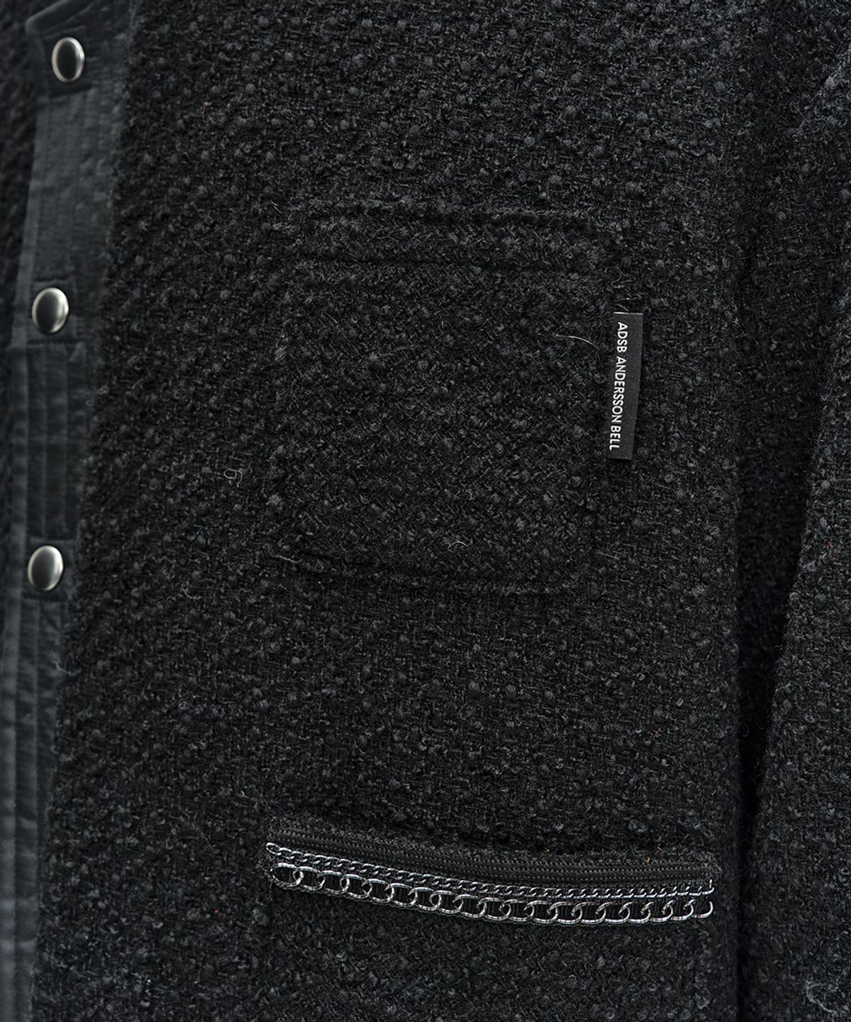 앤더슨벨(ADSB ANDERSSON BELL) KNIT COLLAR TWEED CARDIGAN (BLACK)