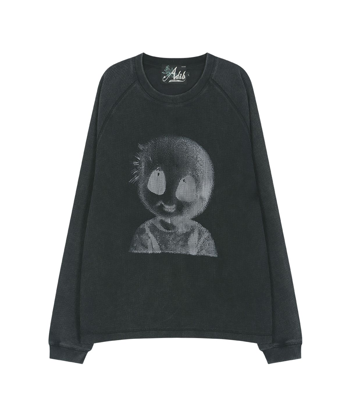 앤더슨벨(ADSB ANDERSSON BELL) UNISEX ALIEN MACHINERY WAFFLE LONG SLEEVE T-SHIRT (WASHED BLACK)