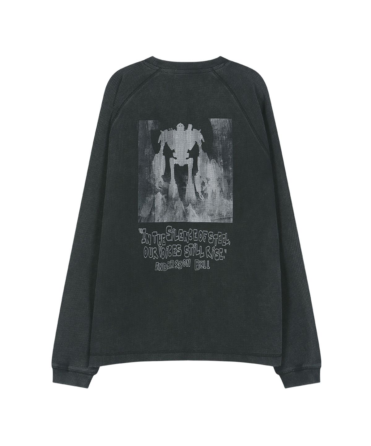 앤더슨벨(ADSB ANDERSSON BELL) UNISEX ALIEN MACHINERY WAFFLE LONG SLEEVE T-SHIRT (WASHED BLACK)