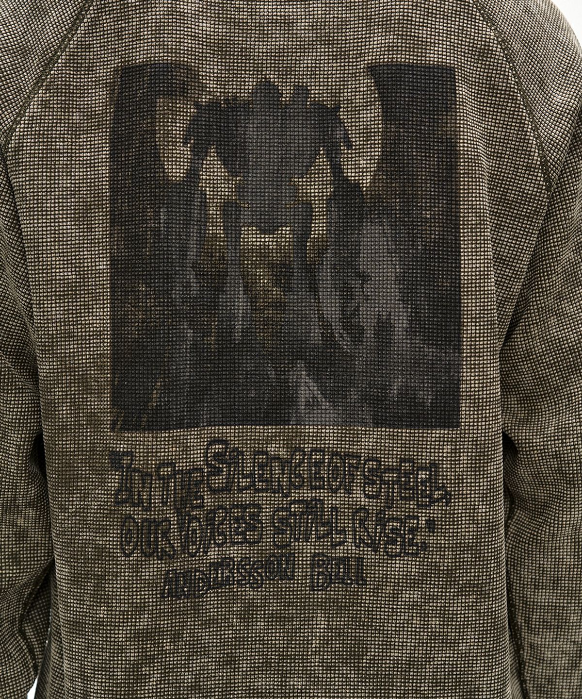 앤더슨벨(ADSB ANDERSSON BELL) UNISEX ALIEN MACHINERY WAFFLE LONG SLEEVE T-SHIRT (WASHED KHAKI)