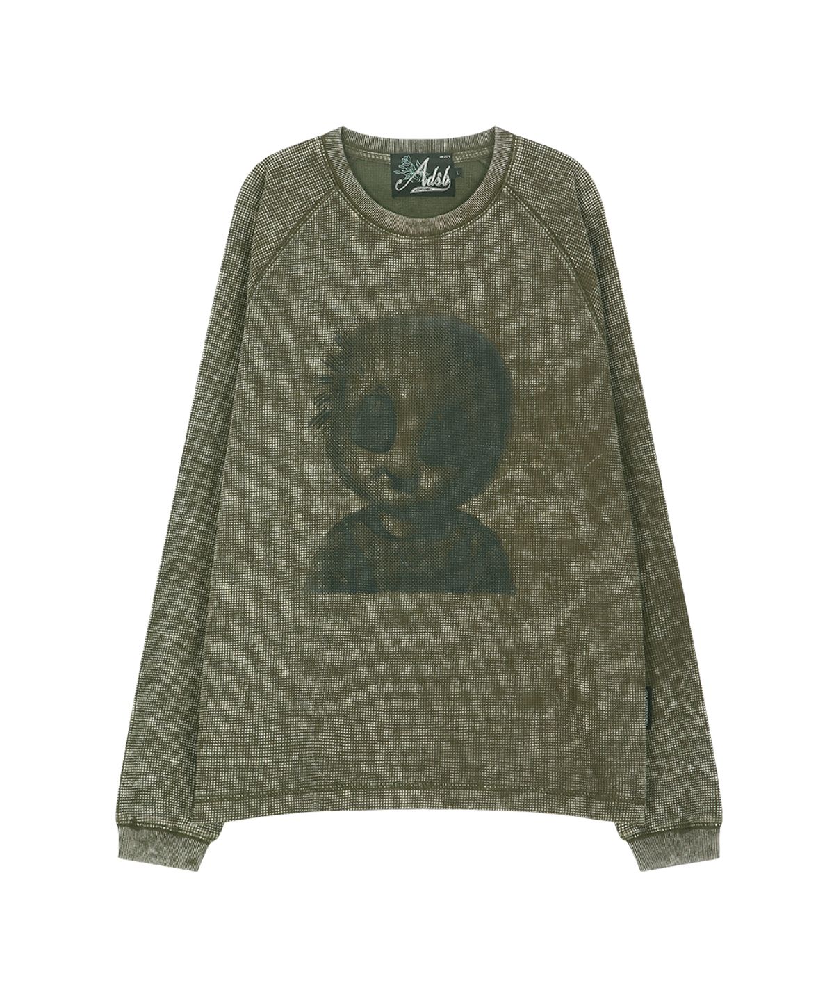 앤더슨벨(ADSB ANDERSSON BELL) UNISEX ALIEN MACHINERY WAFFLE LONG SLEEVE T-SHIRT (WASHED KHAKI)
